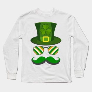 Leprechaun Hat with Sunglass-St Paddys Day Gifts Long Sleeve T-Shirt